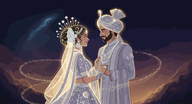 Indian Wedding Couple in Traditional Attire 1.
