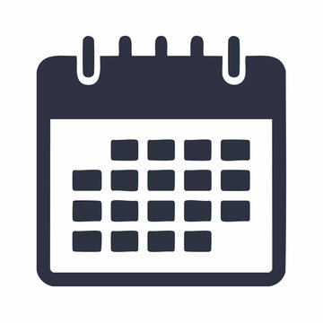Simple dark calendar icon showing upcoming dates and planning