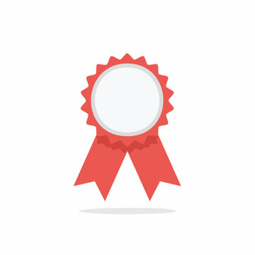 Red Rosette Ribbon Award with Blank Center for Text and Graphics