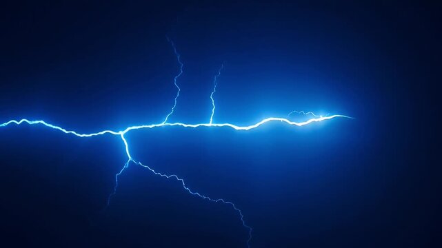 Electric Blue Lightning Strike, Powerful Energy Discharge, Dynamic Storm Power, Abstract Energy Burst