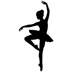 Silhouette of a ballerina in a graceful pose on pointe, performing ballet © imran