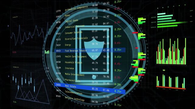 HUD magnifier rotating, centering over scrolling table and magnifying blue label for data review