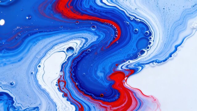 Abstract swirling colors of blue red and white