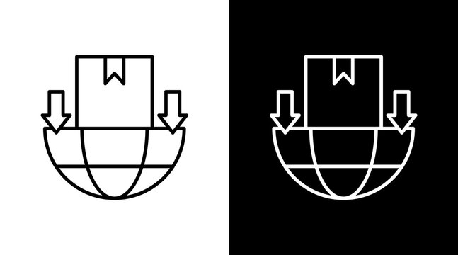 Import Business Outline White Icon Set Design