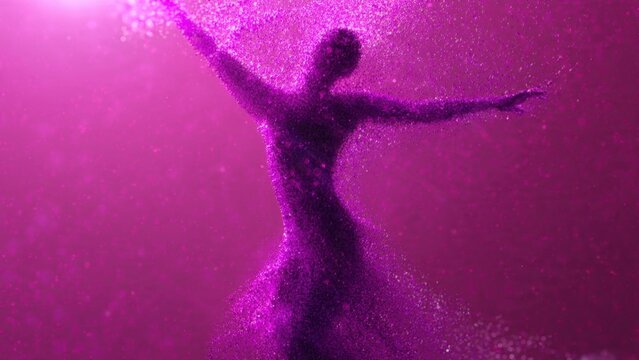Dancer Dissolving in Purple Particles