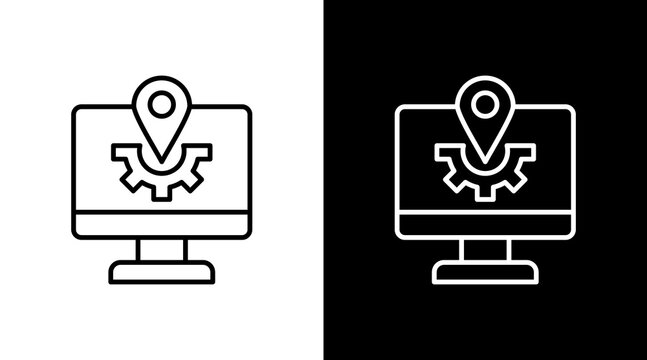 Localization System Outline White Icon Set Design