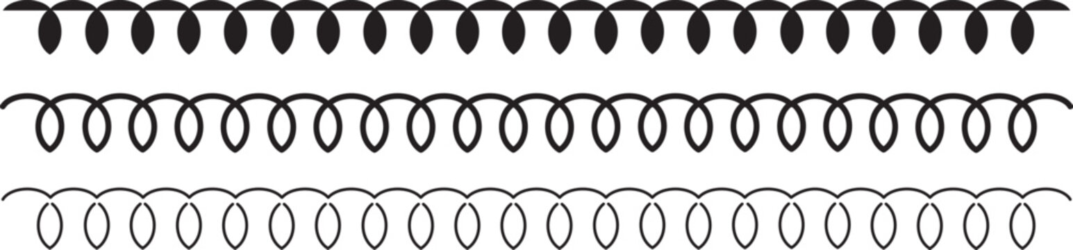 Vertical seamless stitches vector icons for clothing and leather craft