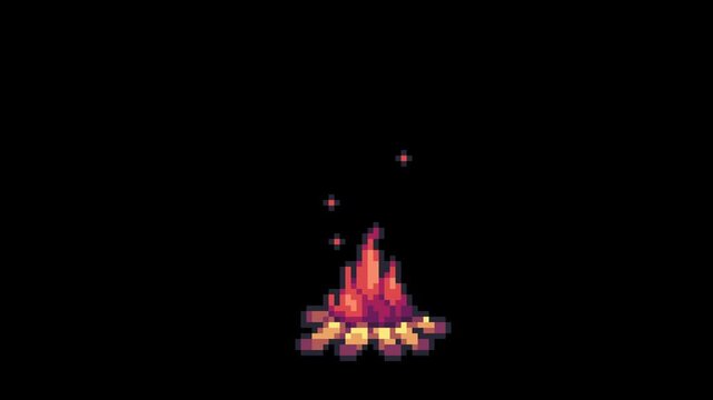 Pixel Art Bonfire Animation Seamless Loop