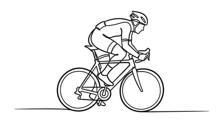 Obraz premium Cyclist riding a bicycle in a minimalist line drawing style