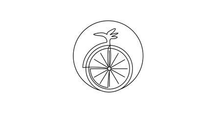 Abstract Bird on Unicycle Logo Design, Minimalist Line Art, Circular Emblem © Hujan