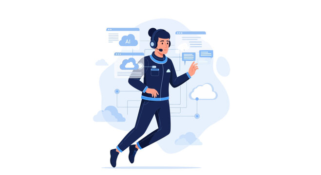 AI Assistant Running with Cloud Technology Interface