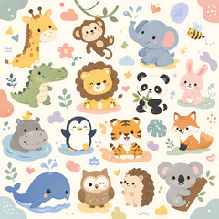 Fototapeta premium abstract illustration of a collection of animals