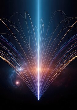 Abstract cosmic background featuring ethereal light trails and expanding energy, symbolizing infinite possibility and spiritual ascension, dynamic, fractal, futuristic