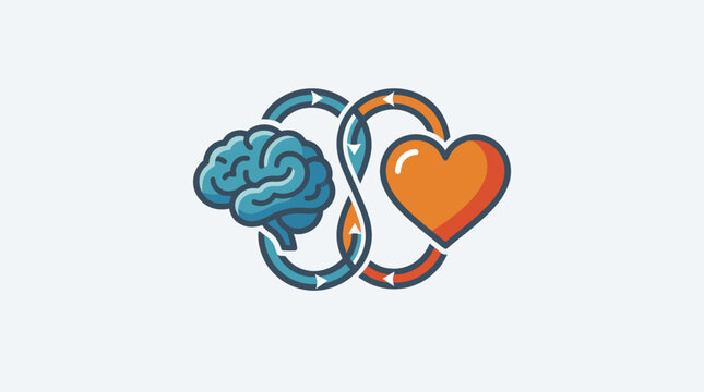 Conceptual illustration of the interconnectedness of the brain and heart in a continuous loop