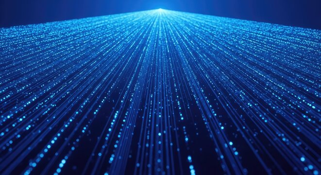 Abstract digital surface featuring radiating blue lines and dots creating depth and dynamic flow, ideal for illustrating vast data and forward movement, futuristic, digital, vector