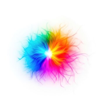 Abstract visual phenomenon showing a vibrant color afterimage dissolving slowly onto a stark white background, digital, dissolution, design