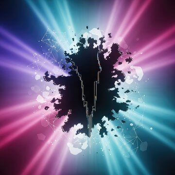 Conceptual image showing a void, a dark tear in a digital background, representing a temporal discontinuity and distorted passage, background, time, abstract