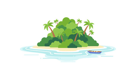 Fototapeta premium Small boat sailing near tropical island.