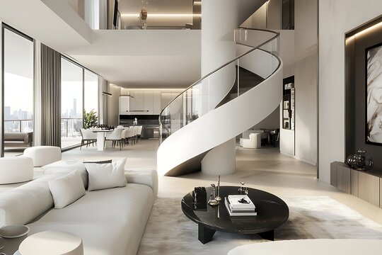 Luxury Home Interior Spiral Stairs Design High Resolution Picture