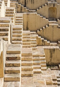 Staircases of Panna Meena ka Kund stepwell, Amber near Jaipur, Rajasthan, India