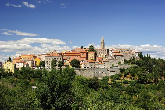 Small town situated on a hill, Motovun, Istria, Croatia
