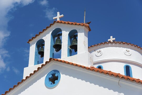 Detail, Greek Orthodox Church of Saint Spiridon, Agios Spyridon, Elafonisos Town, Elafonisos, Deer Island, Laconia, Peloponnese, Ionian Islands, Ionian Sea, Greece