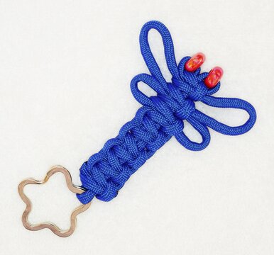 Cradted key ring made of blue paracord, Germany