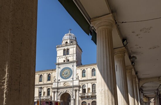 Astronomical clock tower, Torre dell'Orologio) seen from Piazza dei Signori, Padua, Padova, Italy