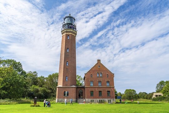 Brick lighthouse on the island of Greifswalder Oie in the Baltic Sea off Usedom, Mecklenburg-Western Pomerania, Germany