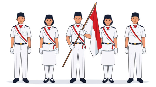 Group of uniformed people standing together.