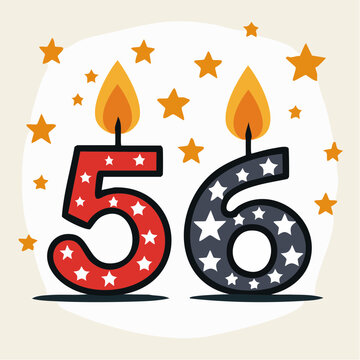 Birthday Candles Number 56 with Stars