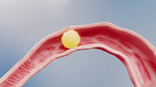 The fertilized egg moves inside the fallopian tube but fails to reach the uterus, implanting prematurely into the tubal wall, causing ectopic pregnancy. 3D medical animation.