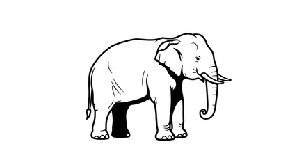 Fototapeta premium An illustration depicts an elephant standing alone outdoors in a natural setting.