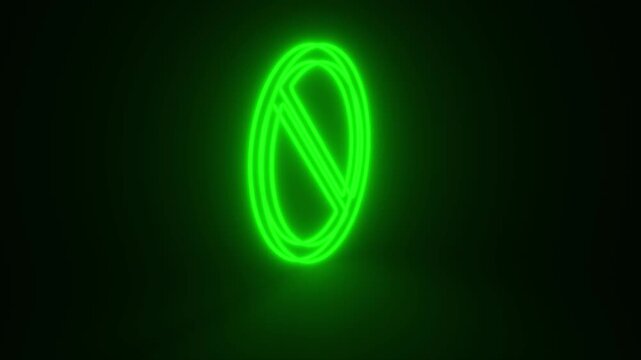 Not Approved Symbol Green Color Mark Glowing and Rotating on Black Background