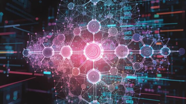 Artificial intelligence network neural network data visualization machine learning digital data neural connection digital brain technology background
