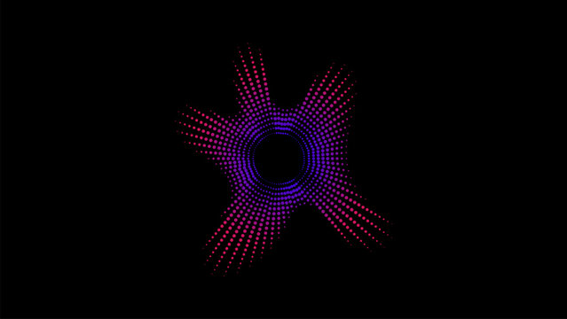 Abstract purple and red sound wave circle on black background