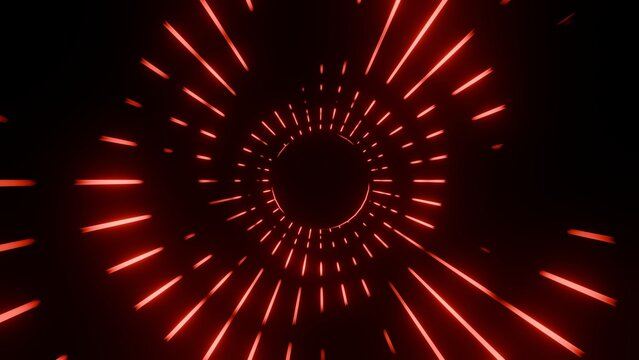 Red Radial Light Ring Tunnel With Futuristic Energy Burst
