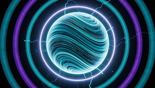 Glowing orb futuristic sphere neon circle abstract energy electric light digital art sci fi vibrant color blue purple cosmic design futuristic orb glowing sphere electric energy neon circle abstract