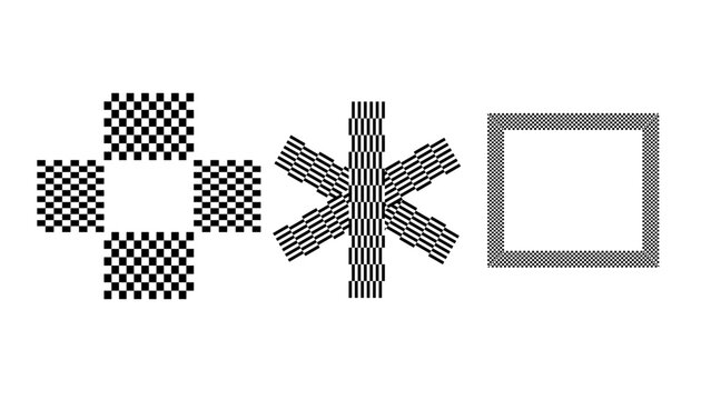 Geometric optical illusion patterns in black and white