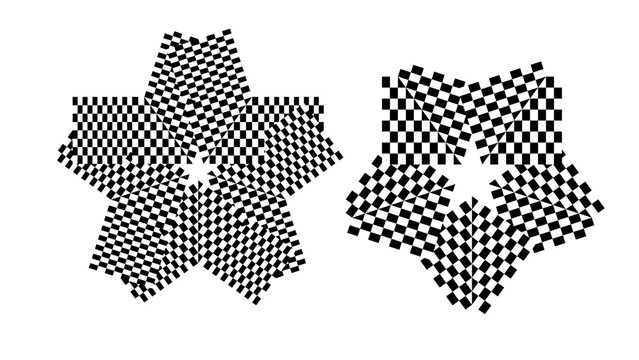 Black and white checkered star shapes