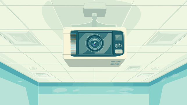 Medical ceiling camera mounted on ceiling with grid pattern