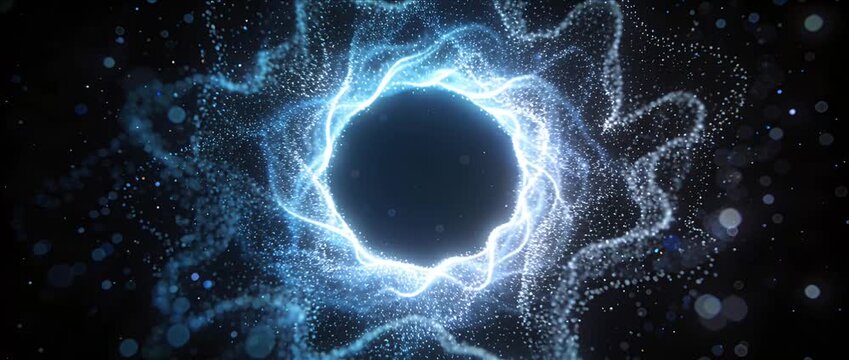 Abstract luminous glowing energy ring bright blue light swirl smooth particle wave futuristic circular motion cosmic vortex background modern digital art fantasy mood dynamic luminous circle energy