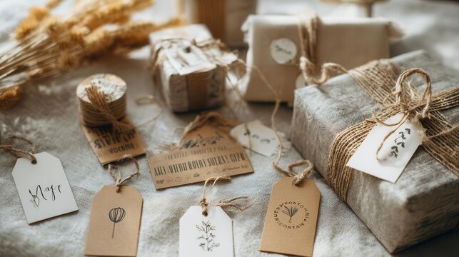 Rustic Gift Presentation Eco-Friendly Presents with Tags and Twine