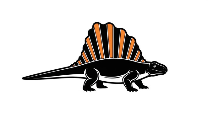 Illustration of a Dimetrodon prehistoric reptile with a large dorsal sail.
