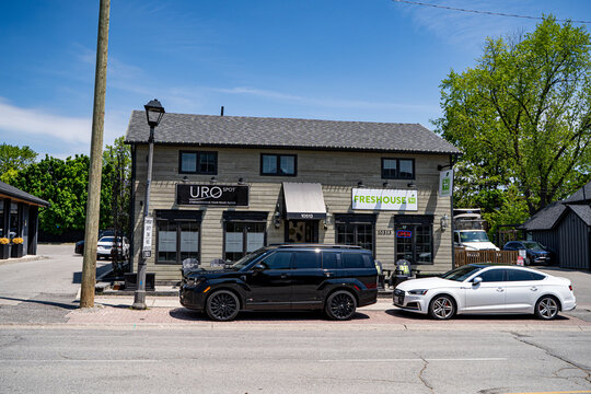 View of Kleinburg Village street in Vaughan Ontario. Vaughan, Canada - May 26, 2026.