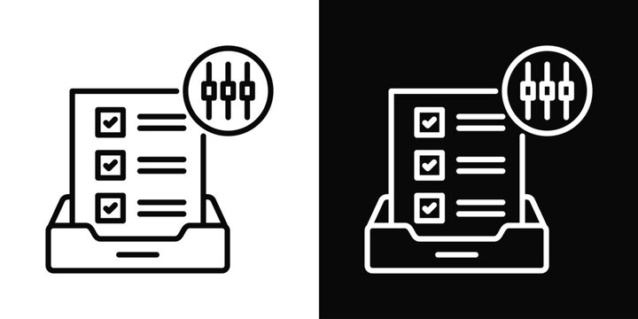 Backlog Control Icon In Black And White Background Style.