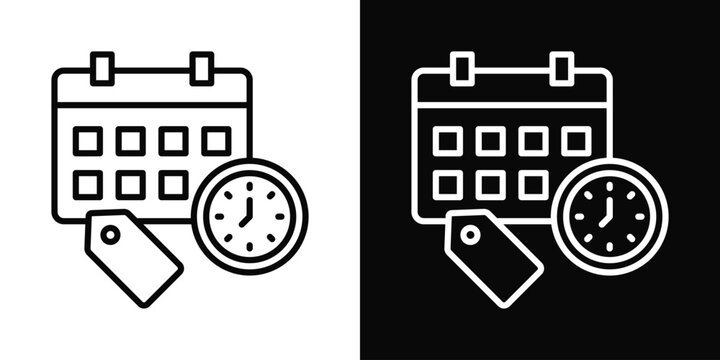 Due Dates Icon In Black And White Background Style.