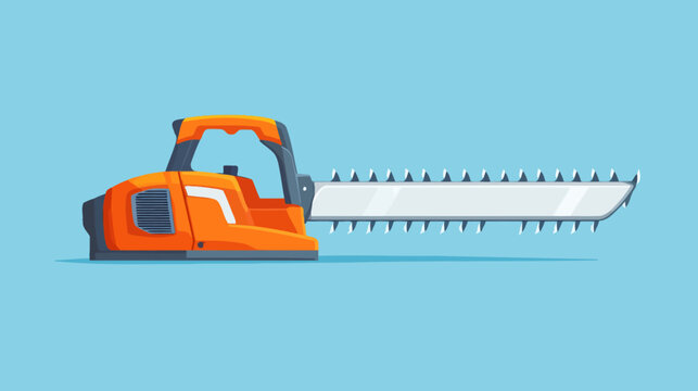 Digital illustration of an orange hedge trimmer with a blue background