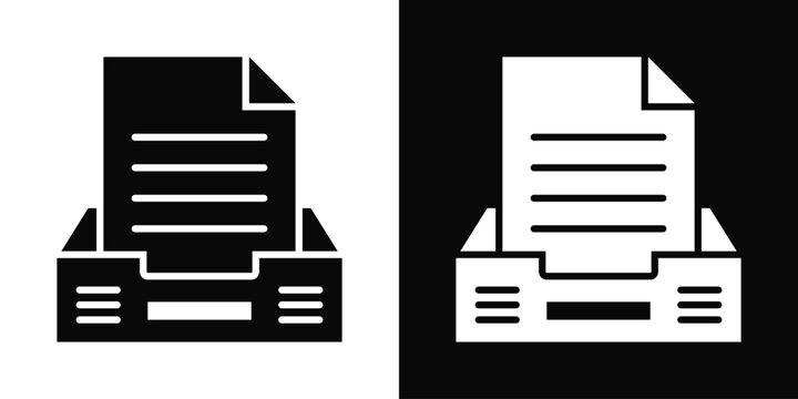 Task Archive Icon In Black And White Background Style.