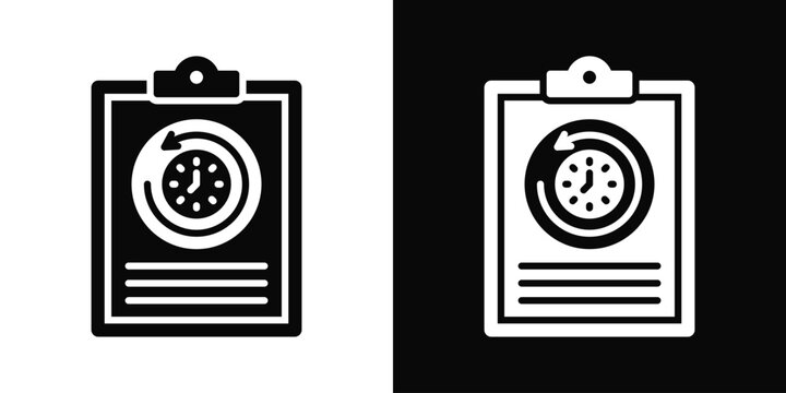 Task History Icon In Black And White Background Style.